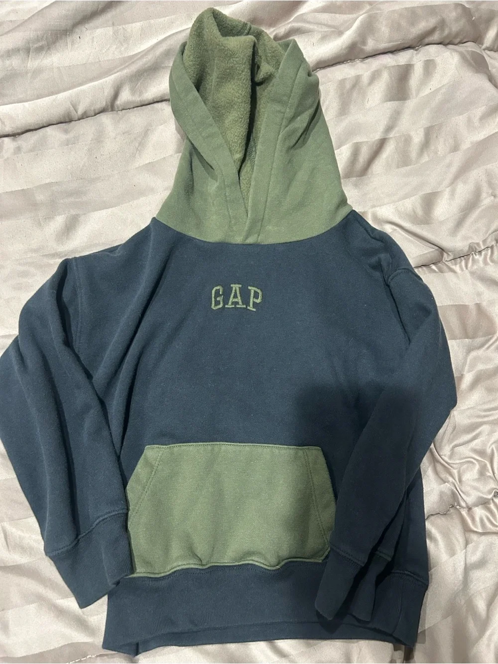 GAP Two-Tone Olive Green & Navy Pullover Hoodie